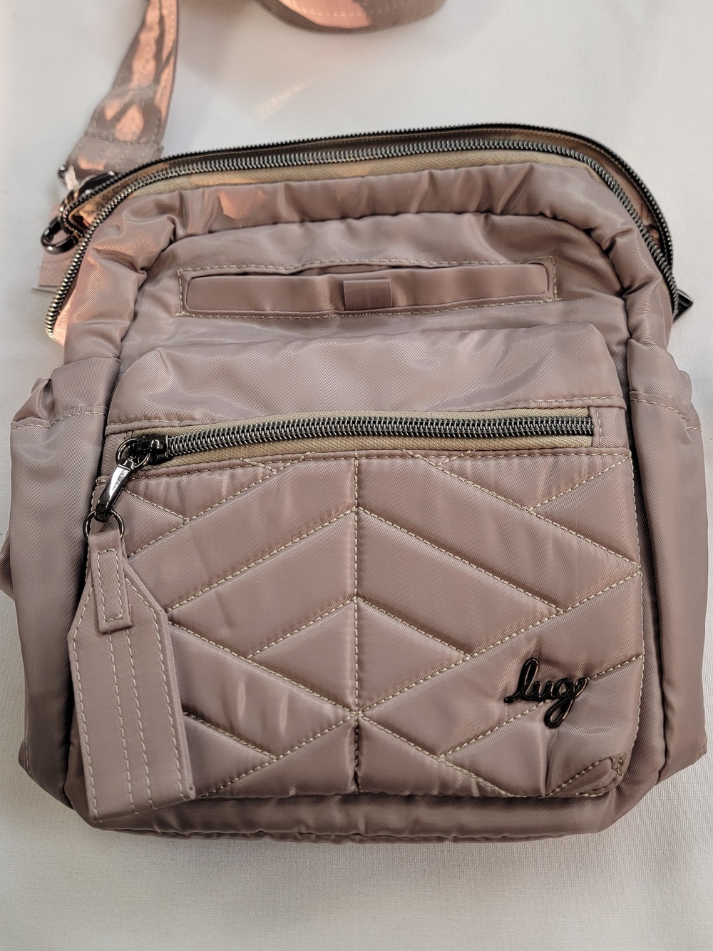 Lug Quilted Crossbody Bag in Taupe